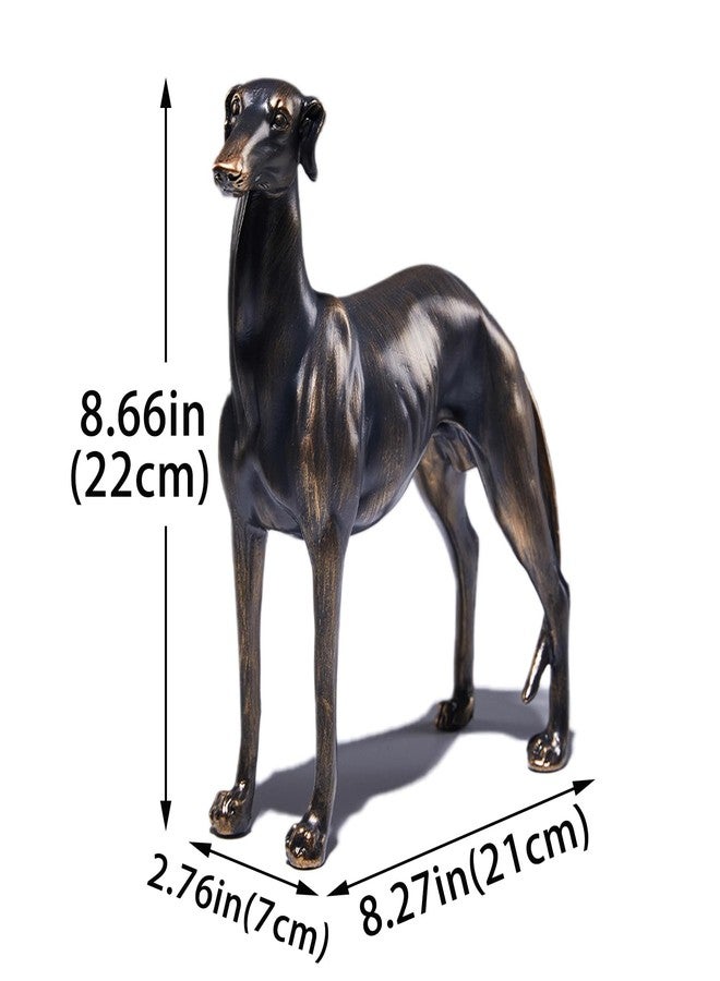 SHENGTIAN Large Resin Greyhound Statue, Antique Bronze Finish Decorative Dog Sculpture, Lifelike Greyhound Figure - Dog Statues for Home Office Decor, Greyhound Gifts - Image 3